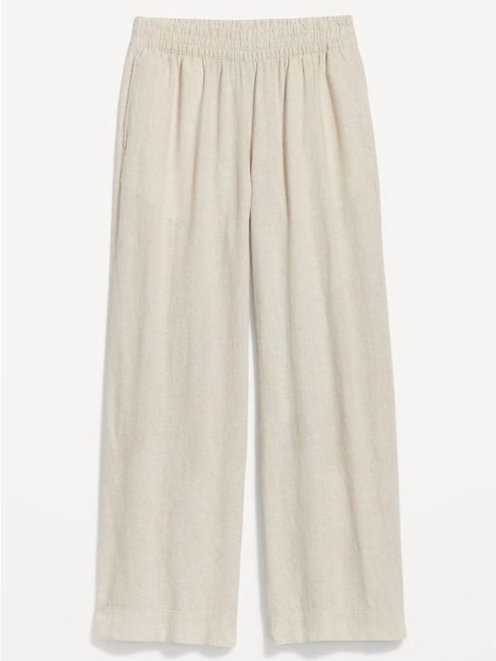 Old Navy High-Rise Wide-Leg Linen Elastic-Waist Pants in Light Beige